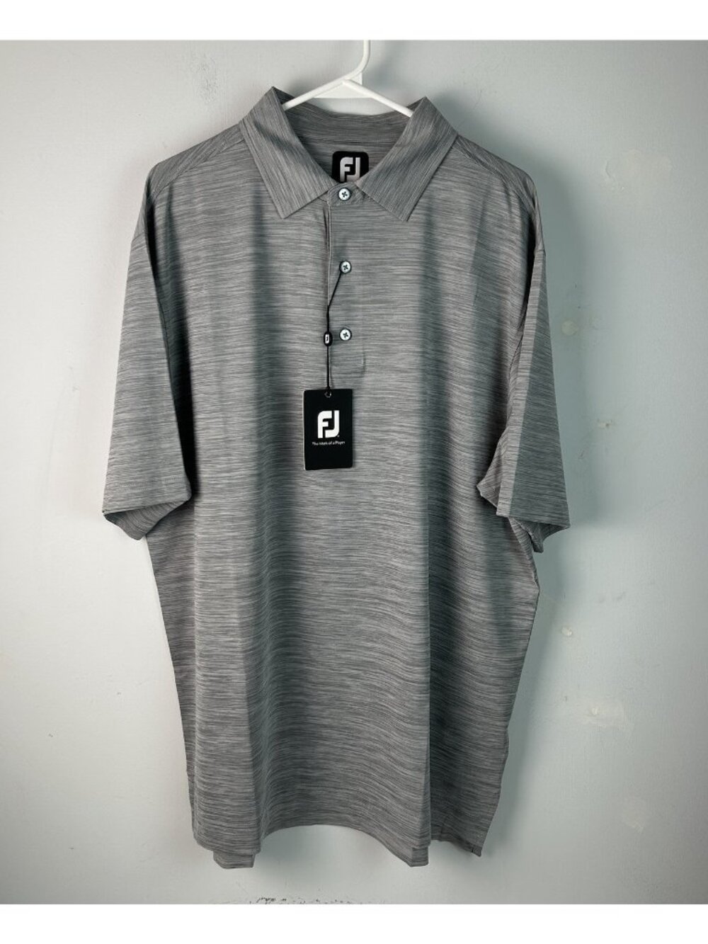 FootJoy FJ Golf Shirt Polo Space Dye Gray Lisle Large Polyester NWT MSRP $80